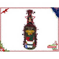 Weihnachtliches Rentier & Stern Flasche | Handgefertigte Tonkunst Festliche Tinsel Dekoration Urlaub Vase Weihnachtsdekor Einzigartiges von MarsArtTreasures
