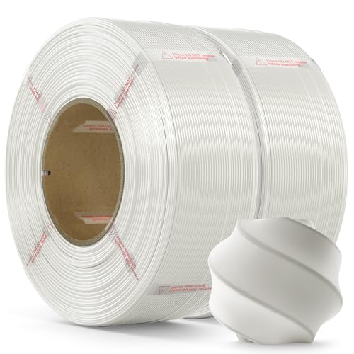 MarsWork PLA Filament 1.75mm, 2kg Refill-Filament Kompatibel mit Bambu Lab Wiederverwendbare Spulen, Weiß+Weiß von MarsWork