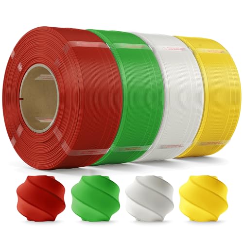 MarsWork PLA Filament 1.75mm, 4kg Refill-Filament Kompatibel mit Bambu Lab Wiederverwendbare Spulen, Weiß+Rot+Grün+Gelb MarsWork PLA Filament 1.75mm, 4kg Refill-Filament Kompatibel mit Bambu Lab Wiederverwendbare Spulen, Weiß+Rot+Grün+Gelb von MarsWork