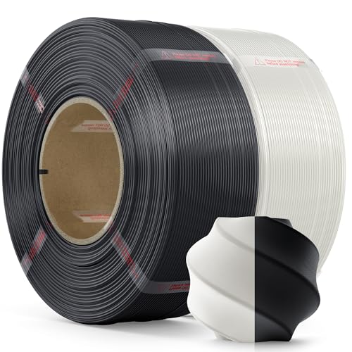 MarsWork PLA Filament 1.75mm, 2kg Refill-Filament Kompatibel mit Bambu Lab Wiederverwendbare Spulen, Schwarz+Weiß von MarsWork
