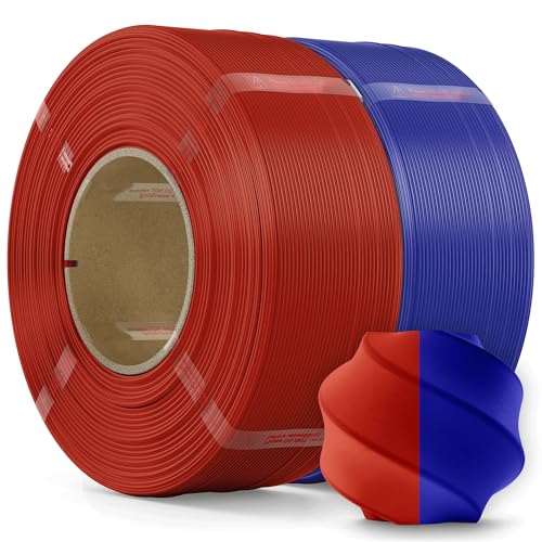 PLA Filament 1.75mm, 3D Drucker Filament Maßgenauigkeit +/- 0.02mm, 2kg Refill-Filament für Wiederverwendbare Spulen, Kompatibel mit Bambu Lab 3d Drucker, Rot+Dunkel Blau von MarsWork