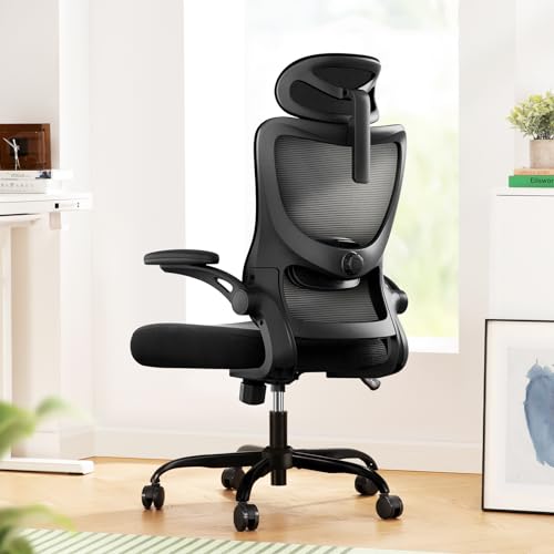 Marsail Bürostuhl Ergonomisch Schreibtischstuhl mit Verstellbarer Kopfstütze Lendenwirbelstütze und Klappbaren 3D Armlehnen Computerstuhl hat Höhenverstellung Drehstuhl Bis 136kg/300LB Belastbar von Marsail