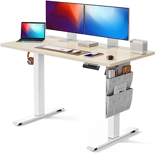 Marsail Höhenverstellbarer Schreibtisch, Elektrischer Höhenverstellbarer Schreibtisch mit Storage Tasche, Stehpult für Home Office Computertisch Speicher Voreinstellung mit Kopfhörerhaken, 60 x 120 cm von Marsail