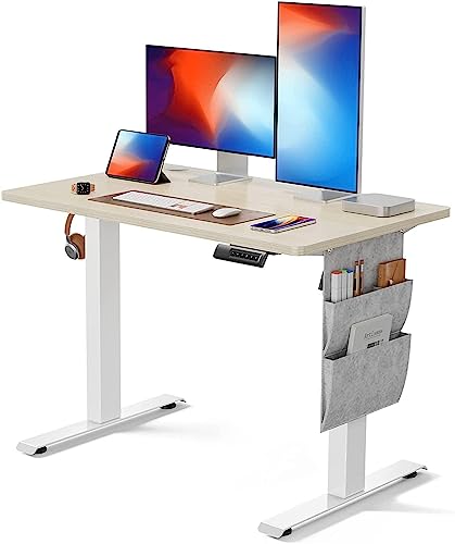 Marsail Höhenverstellbarer Schreibtisch, Elektrischer Höhenverstellbarer Schreibtisch mit Storage Tasche, Stehpult für Home Office Computertisch Speicher Voreinstellung mit Kopfhörerhaken, 60 x 100 cm von Marsail