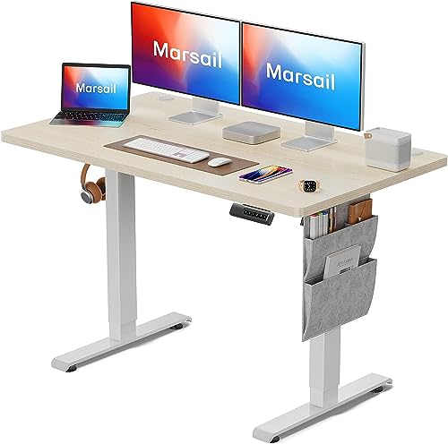 Marsail Höhenverstellbarer Schreibtisch, Elektrischer Höhenverstellbarer Schreibtisch mit Storage Tasche, Stehpult für Home Office Computertisch… von Marsail