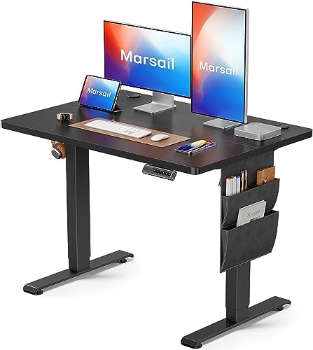 Marsail Höhenverstellbarer Schreibtisch, Elektrischer Höhenverstellbarer Schreibtisch mit Storage Tasche, Stehpult für Home Office Computertisch… von Marsail