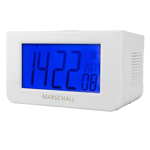 Marschall Deutsch sprechende Funkweckuhr I 1033 I Großes beleuchtetes Display I Ansage von Zeit, Raumtemperatur, Luftfeuchtigkeit I Perfekt für Senioren, Blinde und Demenzkranke von Marschall