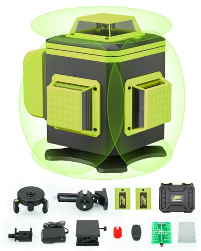 Marscharm Kreuzlinienlaser, 4x360 Grad Grün Selbstnivellierend Laser Wasserwaage mit Digitaldisplay, Rotationslaser mit 2 * 2400mAh Lithium-Batterie, Linienlaser Baulaser für Innenbereich Baustelle von Marscharm