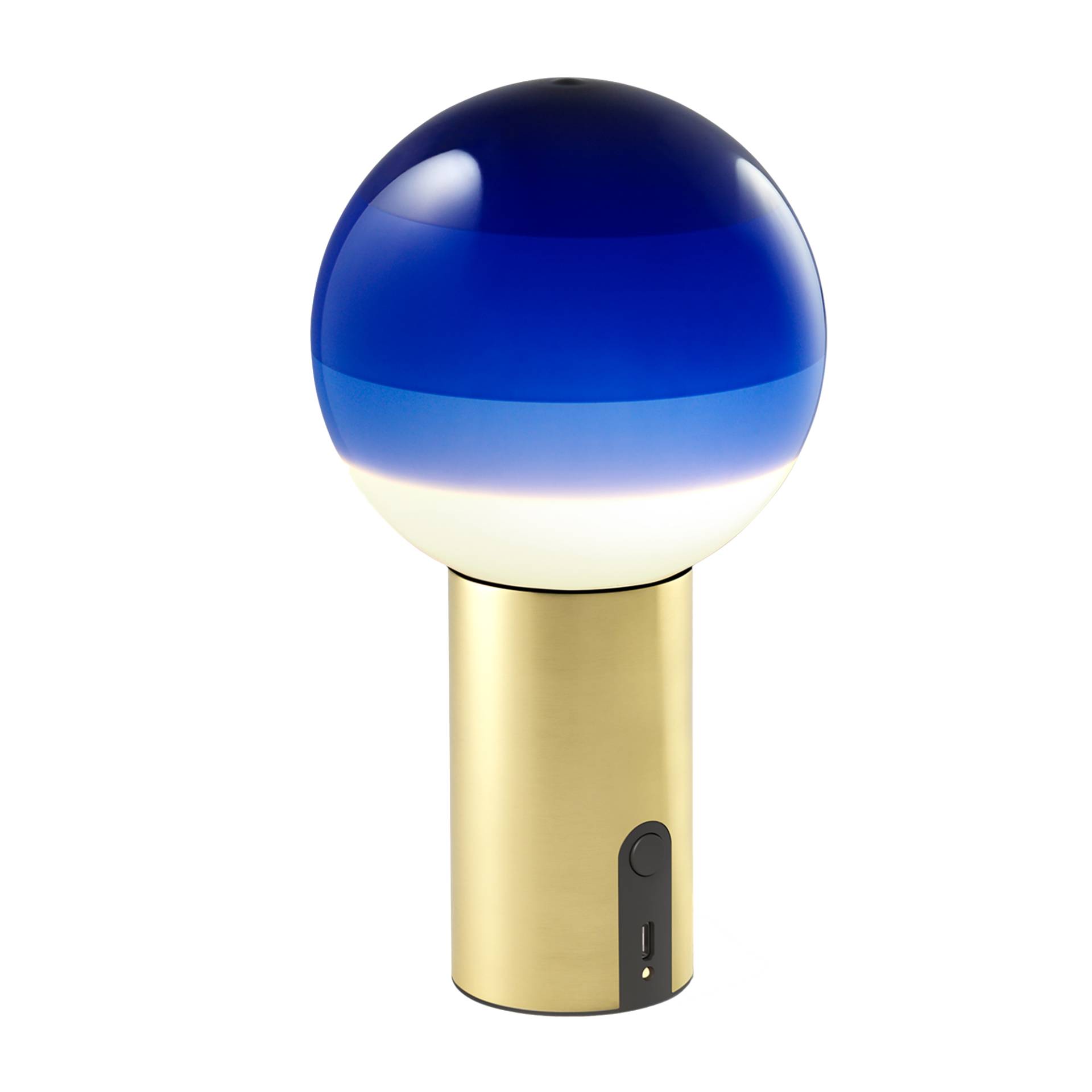 Marset - Dipping Light LED Tischleuchte mit Akku - blau/gebürstetes Messing/H x Ø 22,2x12,5cm/2700K/123lm/mit USB-C-Kabel von Marset