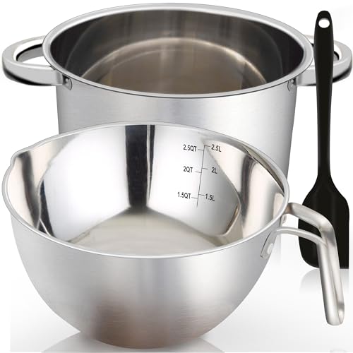 Marsheepy Doppelkessel-Set, 1 Liter Mischschmelzschüssel, Schokoladenschmelztopf aus Edelstahl 304, 4000 ml mit Silikonschmelzspatel, Schokoladenschmelztopf von Marsheepy