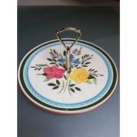 Jahrgang Von Hand Bemalt Und Glasiert Floral Servierteller Dessert Tablett Eleganten Chic Land Garten Thema Der Us-Töpfer-Association von Marshmabel