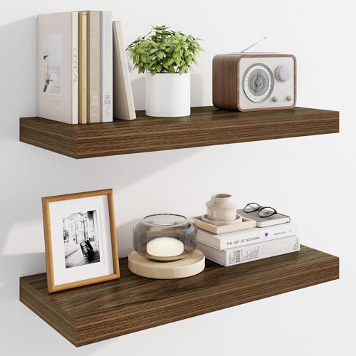 Marsmiles 61 cm schwebende Regale für die Wand, Holzregale mit unsichtbaren Halterungen, rustikales Bauernhaus-Wandregal für Küche, Badezimmer, Wohnzimmer, Arbeitszimmer, Walnuss Marsmiles 61 cm schwebende Regale für die Wand, Holzregale mit unsichtbaren Halterungen, rustikales Bauernhaus-Wandregal für Küche, Badezimmer, Wohnzimmer, Arbeitszimmer, Walnuss von Marsmiles