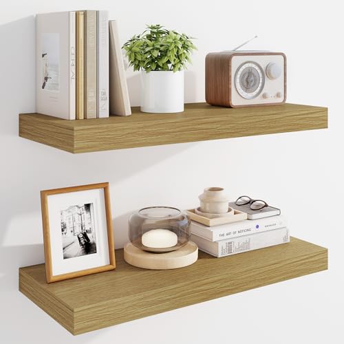 Marsmiles 61 cm schwebende Regale für die Wand, Holzregale mit unsichtbaren Halterungen, rustikales Bauernhaus-Wandregal für Küche, Badezimmer, Wohnzimmer, Arbeitszimmer, natürliche Eiche Marsmiles 61 cm schwebende Regale für die Wand, Holzregale mit unsichtbaren Halterungen, rustikales Bauernhaus-Wandregal für Küche, Badezimmer, Wohnzimmer, Arbeitszimmer, natürliche Eiche von Marsmiles