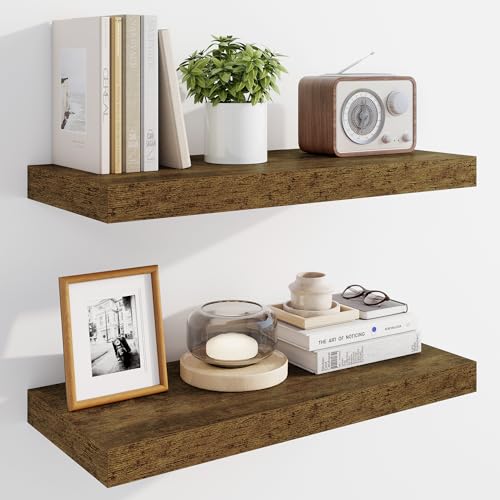 Marsmiles 61 cm schwebende Regale für die Wand, Holzregale mit unsichtbaren Halterungen, rustikales Bauernhaus-Wandregal für Küche, Badezimmer, Wohnzimmer, Arbeitszimmer, rustikales Braun Marsmiles 61 cm schwebende Regale für die Wand, Holzregale mit unsichtbaren Halterungen, rustikales Bauernhaus-Wandregal für Küche, Badezimmer, Wohnzimmer, Arbeitszimmer, rustikales Braun von Marsmiles