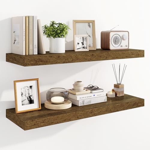 Marsmiles 80 cm schwebende Regale für die Wand, Holzregale mit unsichtbaren Halterungen, rustikales Bauernhaus-Wandregal für Küche, Badezimmer, Wohnzimmer, Arbeitszimmer, rustikales Braun Marsmiles 80 cm schwebende Regale für die Wand, Holzregale mit unsichtbaren Halterungen, rustikales Bauernhaus-Wandregal für Küche, Badezimmer, Wohnzimmer, Arbeitszimmer, rustikales Braun von Marsmiles