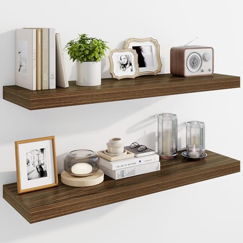 Marsmiles 91,4 cm schwebende Regale für die Wand, Holzregale mit unsichtbaren Halterungen, rustikales Bauernhaus, Wandregal für Küche, Badezimmer, Wohnzimmer, Arbeitszimmer, Walnuss, 2 Stück Marsmiles 91,4 cm schwebende Regale für die Wand, Holzregale mit unsichtbaren Halterungen, rustikales Bauernhaus, Wandregal für Küche, Badezimmer, Wohnzimmer, Arbeitszimmer, Walnuss, 2 Stück von Marsmiles