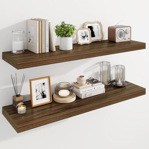 Marsmiles 99,1 cm schwebende Regale für die Wand, Holzregale mit unsichtbaren Halterungen, rustikales Bauernhaus, Wandregal für Küche, Badezimmer, Wohnzimmer, Arbeitszimmer, Walnuss, 2 Stück Marsmiles 99,1 cm schwebende Regale für die Wand, Holzregale mit unsichtbaren Halterungen, rustikales Bauernhaus, Wandregal für Küche, Badezimmer, Wohnzimmer, Arbeitszimmer, Walnuss, 2 Stück von Marsmiles
