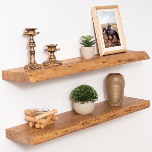 Marsmiles Schwebende Regale aus Ulmenholz, 76,2 cm, Natur von Marsmiles