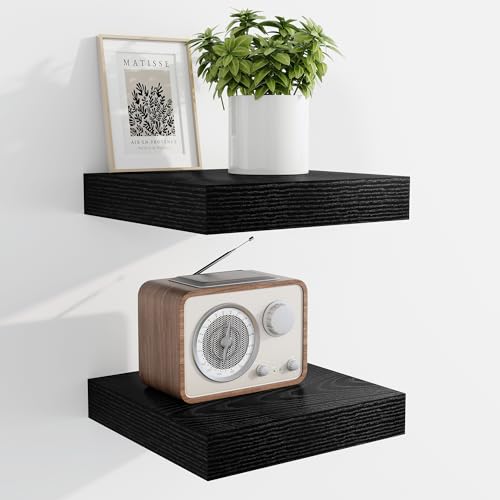 Marsmiles Schweberegale für die Wand, 17 cm, Holzregale mit unsichtbaren Halterungen, rustikales Bauernhaus, Wandregal für Küche, Badezimmer, Wohnzimmer, Arbeitszimmer, Schwarz, 2 Stück Marsmiles Schweberegale für die Wand, 17 cm, Holzregale mit unsichtbaren Halterungen, rustikales Bauernhaus, Wandregal für Küche, Badezimmer, Wohnzimmer, Arbeitszimmer, Schwarz, 2 Stück von Marsmiles