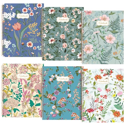 Marspark 6 Pack Spiral Notebook College Ruled A4 Aesthetic Journaling Notebooks for Work School Office Home, 8.5 x 11 Inches, 120 Pages (Floral) von Marspark