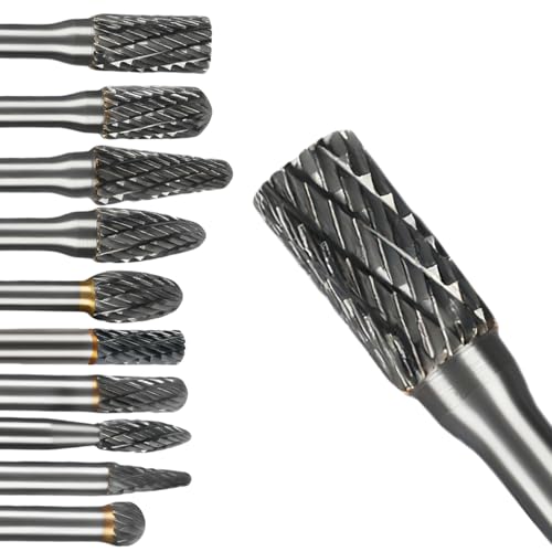 Marsred Hartmetall Frässtifte Set, 10 Stück Doppelschnitt-Frässtifte mit 6mm Schaft,Rotationsfräser-Set Schaftfräser mit 1/4" Schaft für Holzbearbeitung, Schnitzen, Gravieren, Metallpolieren & Bohren Marsred Hartmetall Frässtifte Set, 10 Stück Doppelschnitt-Frässtifte mit 6mm Schaft,Rotationsfräser-Set Schaftfräser mit 1/4" Schaft für Holzbearbeitung, Schnitzen, Gravieren, Metallpolieren & Bohren von Marsred