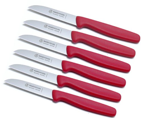 Marsvogel - 6er Pack Gemüsemesser 3" Rot - gerade Klinge - Griffe aus PP Kunststoff - Made in Solingen von Marsvogel