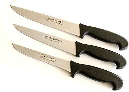 Metzgermesser Set 3 tlg. schwarz Marsvogel Solingen # 71-(S87A6) bestehend aus: Stechmesser 8" + 7" + Ausbeiner 6" / Fleischermesser Schlachtermesser von Marsvogel