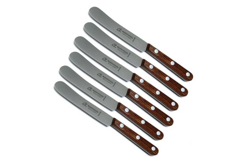 Marsvogel Tafelmesser Buckelsmesser, Bubinga, 6 Stück, Brötchenmesser, Buttermesser perfekt für Brötchen und Butter, ideale Frühstücksbegleiter von Marsvogel