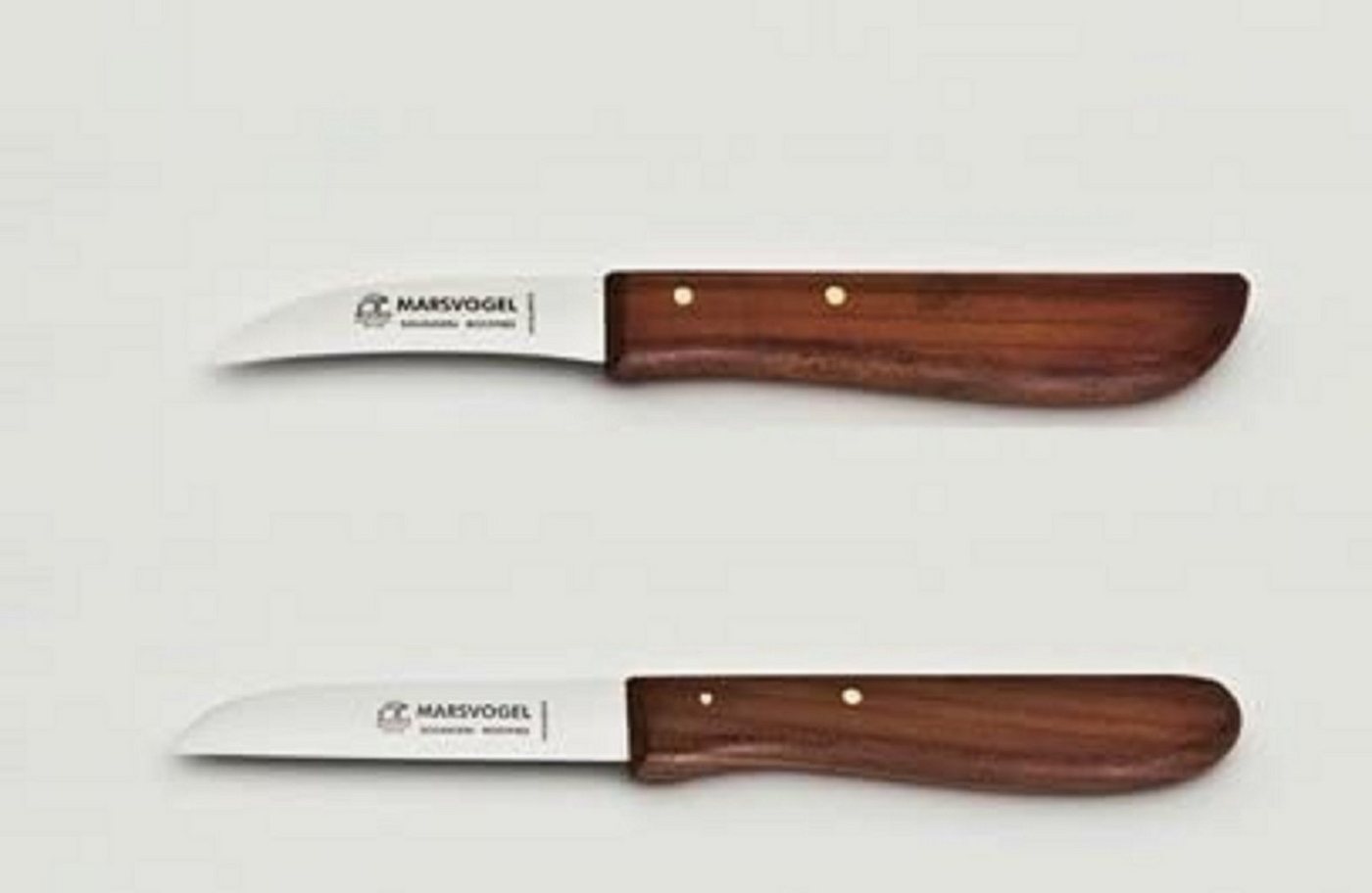 Marsvogel Universalküchenmesser 1 x gerade,1 x gebogene Klinge, Kirschbaum-Holzgriff Marsvogel Universalküchenmesser 1 x gerade,1 x gebogene Klinge, Kirschbaum-Holzgriff von Marsvogel