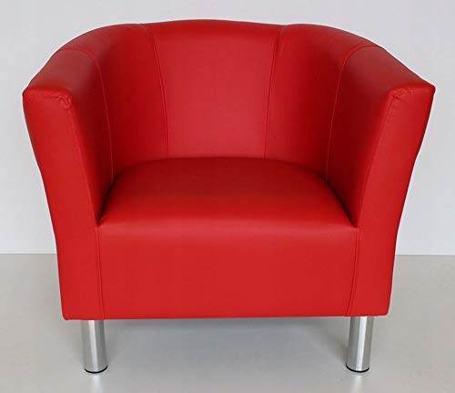 MartHome Club Trio Sessel, gepolsterter Sessel, Hocker, Hocker, Cocktail-Sessel, Kunstleder-Sessel Wohnzimmer, Büro, Schlafzimmer, Wartezimmer (rot) von MartHome