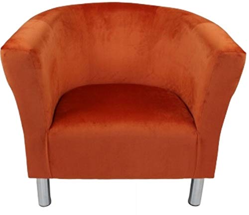 MartHome Club Trio Sessel, Gepolsterter Sessel Chromfüßen, Clubsessel, Cocktailstuhl Veloursstoff, Sitzsack, Plüsch Loungestuhl, Sessel Für Wohnzimmer/Wartezimmer/Bürosessel (Orange) von MartHome