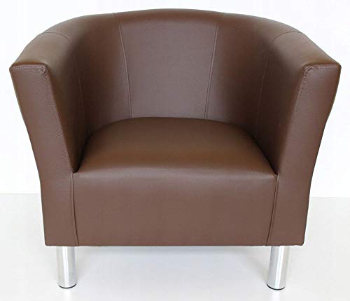 MartHome Club Trio Sessel, gepolsterter Sessel, Hocker, Hocker, Cocktail-Sessel, Kunstleder-Sessel Wohnzimmer, Büro, Schlafzimmer, Wartezimmer (braun) von MartHome