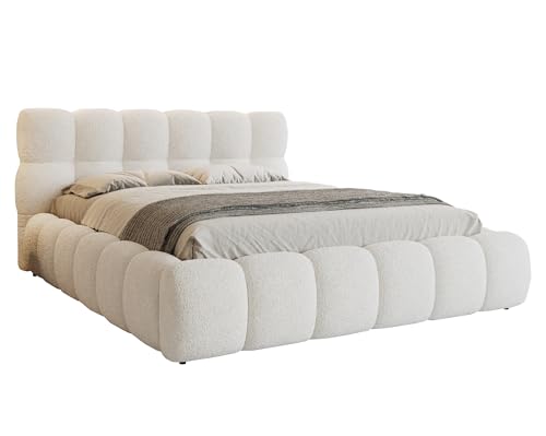 MartHome Polsterbett Premium 140x200cm mit Bettkasten Texas, Bett aus Bouclé Stoff mit stabilem Metall Lattenrost, Stauraumbett modernes Schlafzimmer Polsterbett ohne Matratze Weiß Q01 MartHome Polsterbett Premium 140x200cm mit Bettkasten Texas, Bett aus Bouclé Stoff mit stabilem Metall Lattenrost, Stauraumbett modernes Schlafzimmer Polsterbett ohne Matratze Weiß Q01 von MartHome