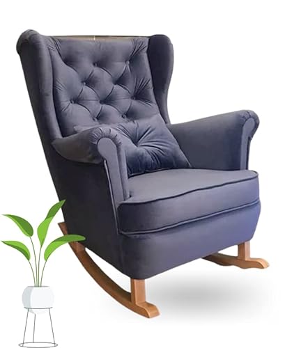 MartHome Schaukelstuhl Wohnzimmer - Relaxsessel, Schwingsessel - Stillstuhl, Schaukelstuhl - Komfortable Sessel für Schwangere Frauen, Velour Schaukelsessel, Relaxstuhl (Marineblau) von MartHome