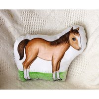 Kissen Pferd Aus Bio-Baumwolle Bauernhof Kinderzimmer Deko, Baby Plüsch von MartaDalloul