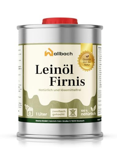 Wallbach® Leinölfirnis 1 Liter Farblos - Natürliches Leinöl für Innen- & Außenholzschutz: Ideal für Eichenmöbel, Esstische und Außenbereiche von Martenbrown