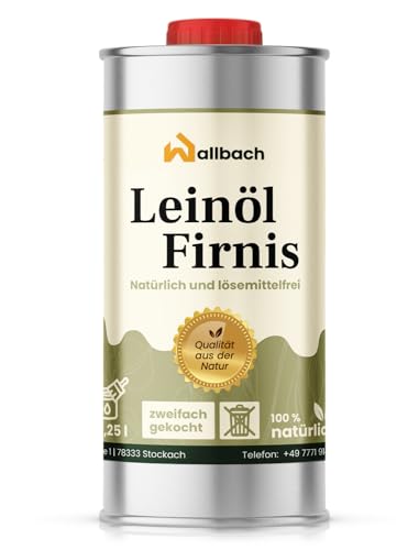 Wallbach® Leinölfirnis 250ml Farblos - Natürliches Leinöl für Innen- & Außenholzschutz: Ideal für Eichenmöbel, Esstische und Außenbereiche von Martenbrown