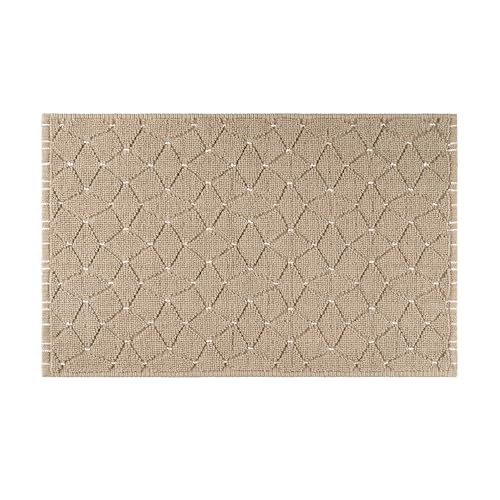 Martex Restore Geometrischer Badteppich, weich, saugfähig, 100 % Baumwolle mit rutschfester Latex-Unterseite, geformtes Frottee-Jacquard-Design für ein Spa-ähnliches Badezimmer, 50,8 x 81,3 cm, Taupe von Martex