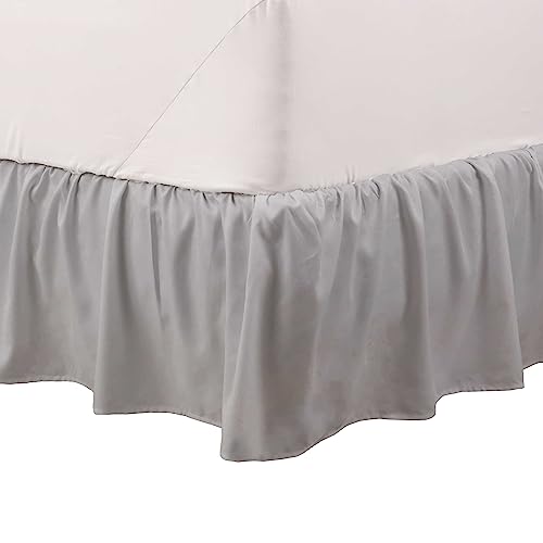 Martex 1C26546 Basic Dust Rüschen Solid Polyester Maschinenwaschbar Hotelqualität 38,1 cm Länge Queen-Bettrock, Queen-Size-Bett, Grau von Martex