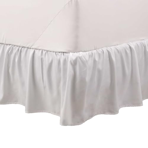 Martex Basic Rüschen Bettrock, Polyester Synthetisch, Weiss/opulenter Garten, Queen von Martex