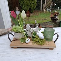 Deko Set Tablett Mit Windlicht Und Huhn Tischgesteck Ostergesteck Dekohuhn Gesteck Frühling Landhaus Tischdeko Dekoration von MarthasHusAtelier