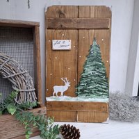 Fensterladen Hirsch Gartendeko Fenster Holz Laden Hirschkopf Rustikale Wohndeko Landhaus Deko Zier Holzschild von MarthasHusAtelier
