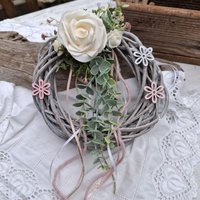 Türkranz Rustikal Zeitlose Türdeko Kranz Künstlicher Deko Frühling Haustür Blumen Landhaus Wanddekoration Weidenkranz von MarthasHusAtelier