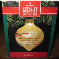 Vintage 1991 Andenken Großmutter Gold Glas Träne Weihnachten Ornament Kugel Mint in Box von MartiesTreasuresII