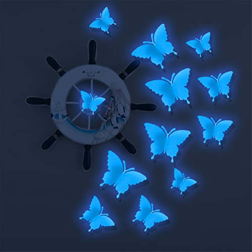 12 Stück Schmetterlinge im 3D-Style , Wandsticker Leuchtaufkleber, Fluoreszierend und im Dunkeln Wanddekoration (Blau) von Martin Kench