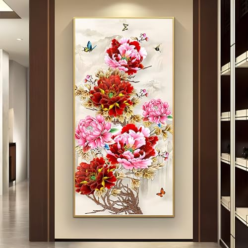 DIY 5D Diamond Painting Bilder Groß, Blumen Diamant Painting Kits Erwachsene Home Wanddekoration für Wohnzimmer und Schlafzimmer (50x90cm) von Martin Kench