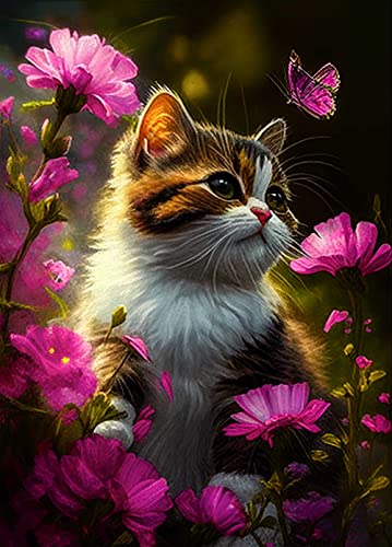 Diamond Painting Tierische Katze, 5D Diamant Bilder für Erwachsene Kinder, Diaments Vollbohrer, Heimdekor Wand Kunsthandwerk Geschenk (60 * 90cm) von Martin Kench