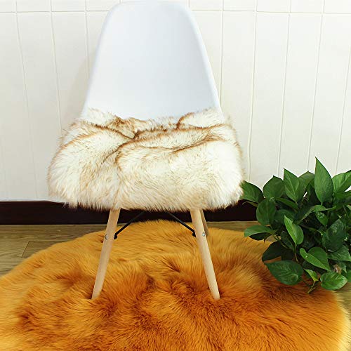 Faux Lammfell Sitzkissen, Schaffell Sitzauflage Longhair Fell Optik Nachahmung Wolle Sofa Matte (Weißer Kaffee-TIPP,40 * 40cm) von Martin Kench