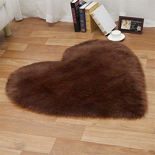 Lammfellimitat Teppich, Lammfellimitat Teppich Longhair Fell Optik Nachahmung Wolle Schlafzimmer Bettvorleger Sofa Matte (Brown,40 * 50cm) von Martin Kench