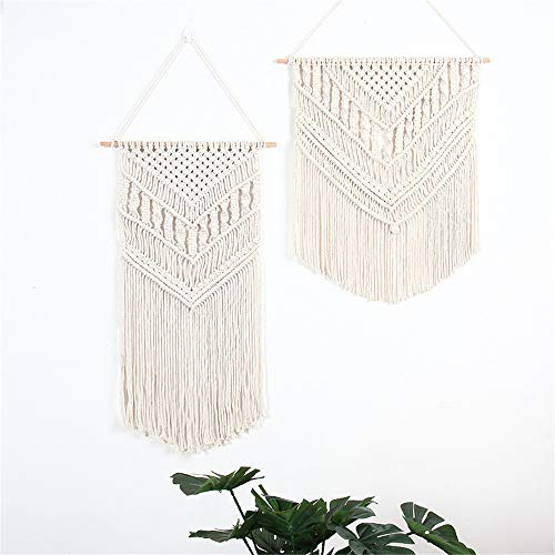 Martin Kench 2 Pcs Makramee Wandbehang Boho Wanddeko Wandteppiche Kleine Kunst gewebte Tapisserie Handgefertiges Home Decor, 55cm Lang x 50cm Breit und 70cm Lang x 40cm Breit (Style C) von Martin Kench